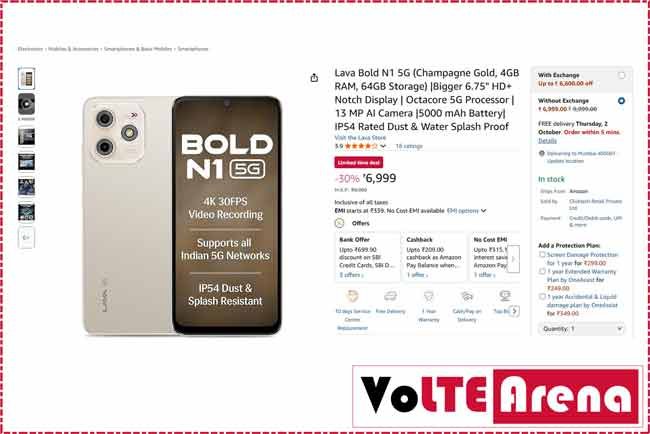 Lava Bold N1 5G at Just ₹6,999 – Save 30% on Amazon India!